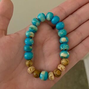 Stretchy Turquoise and Brown Beaded Bracelet